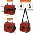 thumbnail image 3 of OPUX Insulated Dual Compartment Lunch Bag for Men, Women | Double Deck Reusable Lunch Pail Cooler Bag with Shoulder Strap, Soft Leakproof Liner | Large Lunch Box Tote for Work, School (Red), 3 of 7
