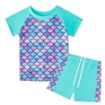 thumbnail image 1 of Girls Swimsuits Rash Guard Two Piece Set Short Sleeve Hawaiian Bathing Suit Kids Tankinis Swimwear 4-12T, 1 of 13