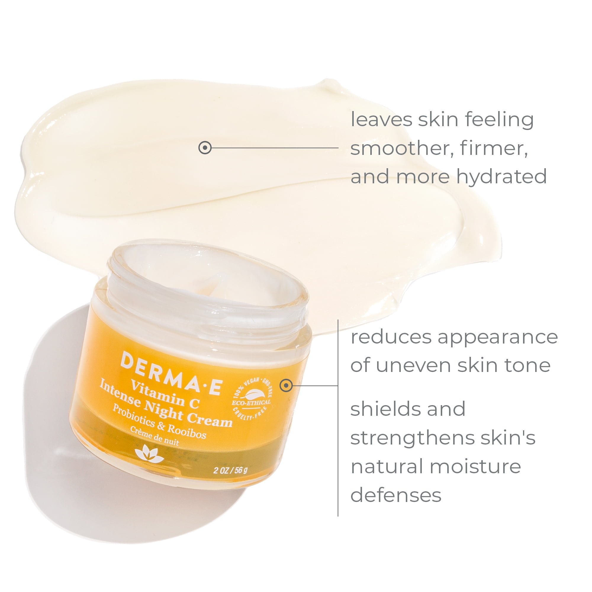 Derma E Vitamin C Intense Brightening Night Cream with Hyaluronic Acid, Vegan Skin Care, 2 oz