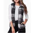 thumbnail image 2 of BSDJILFG Jacket Vests for Women Plus Size Fleece Color Block Plaid Shirts Sleeveless Thicken Collar Cardigans Winter Waistcoats Christmas Gifts, 2 of 7