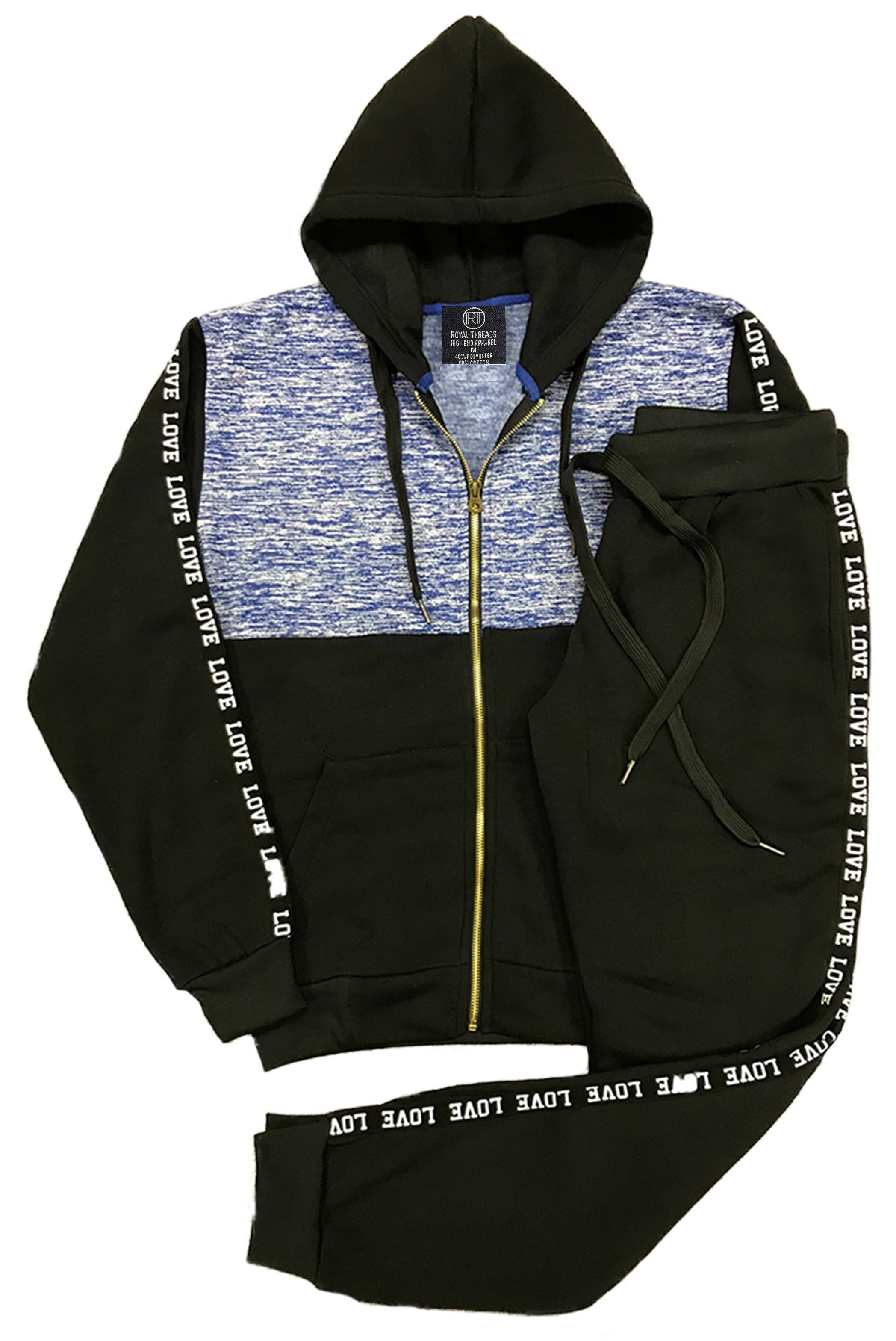 Women's 2piece Fleece Sweatsuit Love Stripe sweat jacket & Jogger