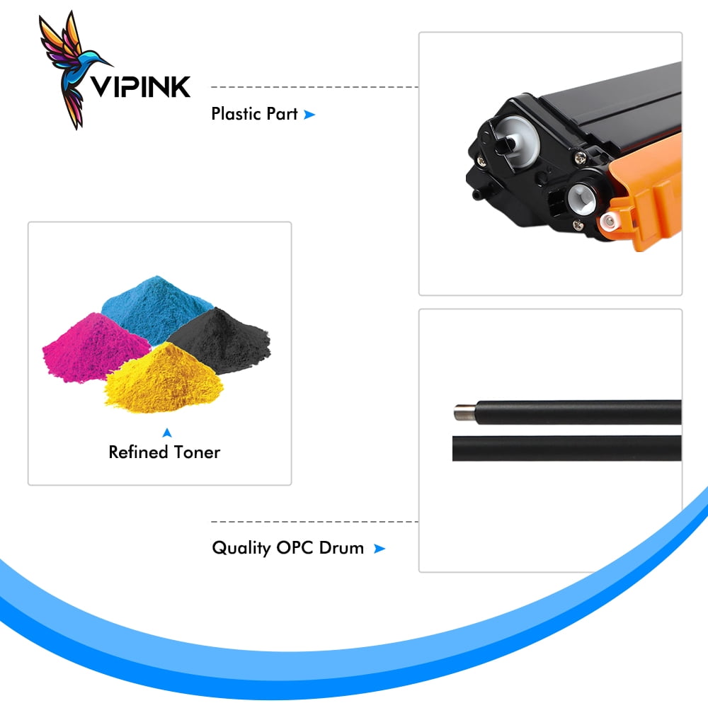 VIPink TN433 Toner Cartridge Compatible for Brother TN-433 TN431 TN436 TN433BK TN431BK TN 433 Brother HL-L8360CDW MFC-L8900CDW HL-L8260CDW L8360CDWT MFC-L8610CDW Printer Ink (KCMY, 4-Pack)