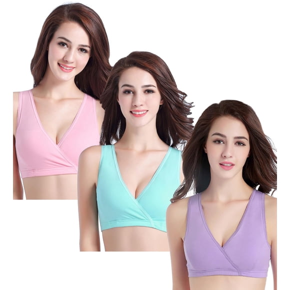 CAKYE Sostén de lactancia para maternidad, paquete de 3, algodón suave, talla pequeña