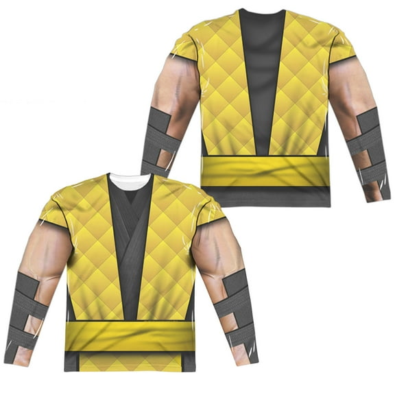 Mortal Kombat Klassic - Scorpion Outfit (Front/Back Print) - Regular Fit Long Sleeve Shirt - Large
