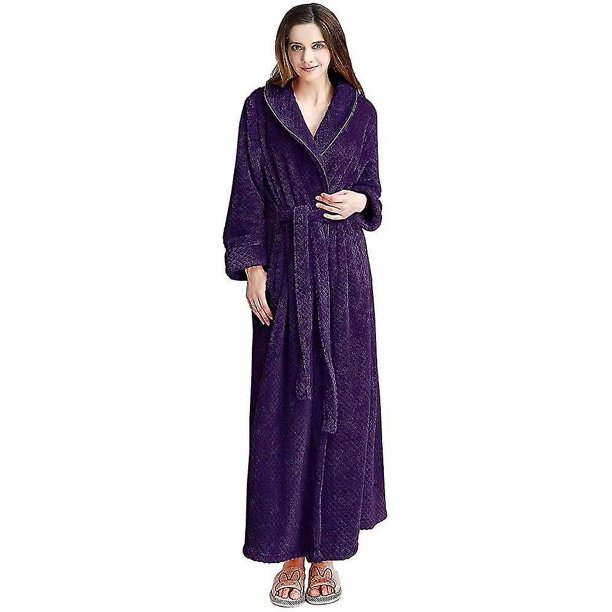 Bata larga para mujer, bata de baño de felpa suave y cálida, ropa de dormir para mujer, pijama, camisón