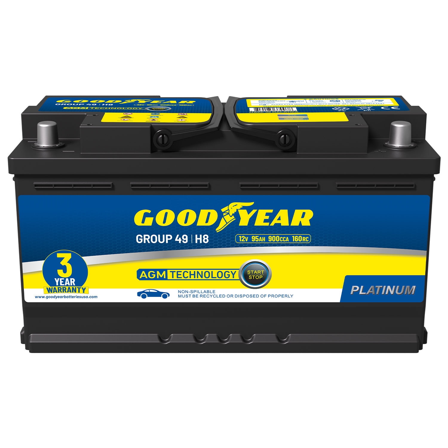 Goodyear 24F-AGM BCI Group Size 24F 12V 70 AH, 120RC, 710 CCA