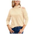 thumbnail image 2 of Womens Turtleneck Sweater Sexy One Shoulder Tops Casual Knit Long Sleeve Shirts Cut Out Pullover Going Out Outfits Beige XXL, 2 of 4