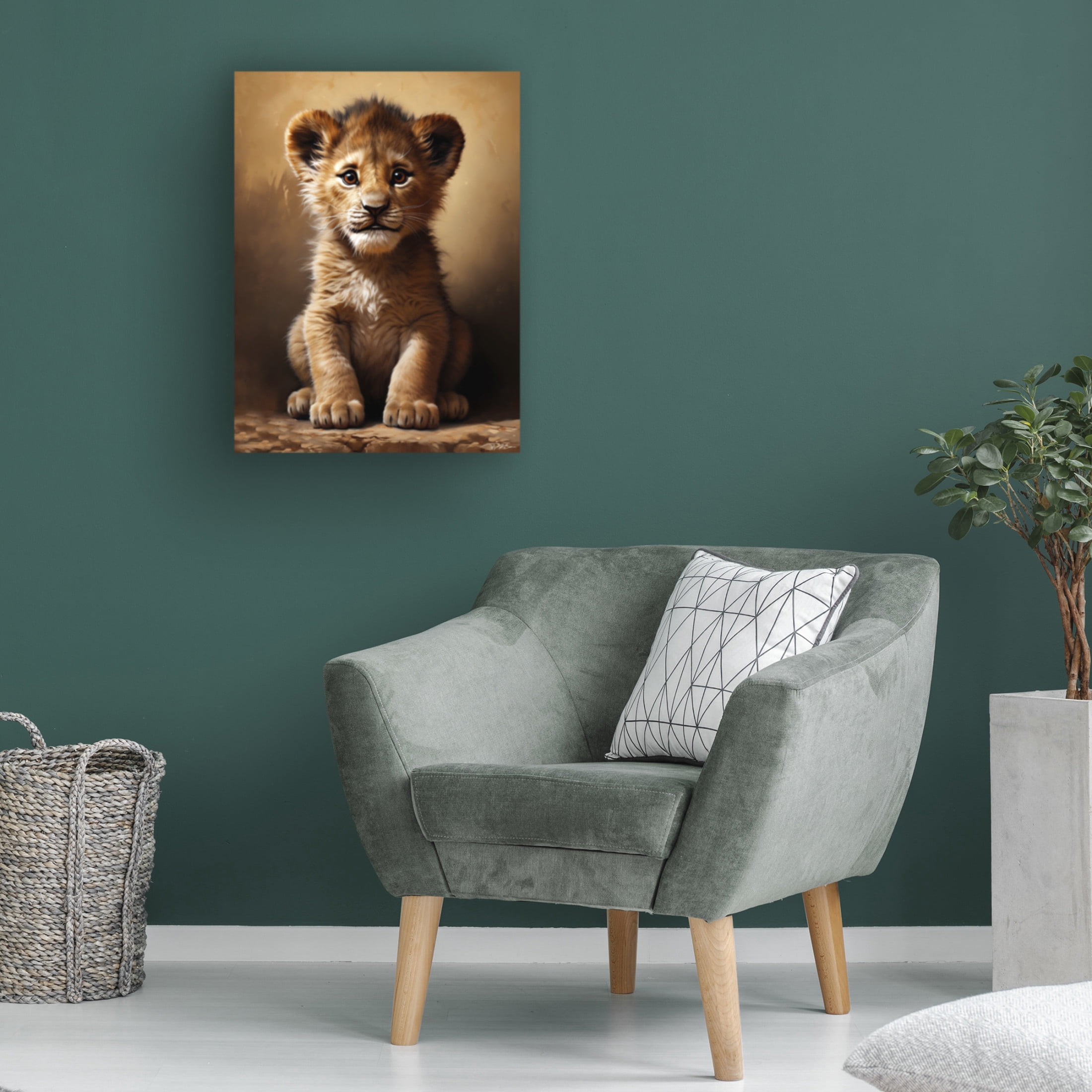 Canvas Wall Art - Momart 'Baby Lion 1' Wall Art for Living Room, Bedroom, or Office Décor by Trademark Fine Art - 35 x 47 Inches