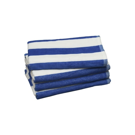 (4 pack) Mainstays Blue & White Cabana Stripe Beach Towel, 28" x 58"
