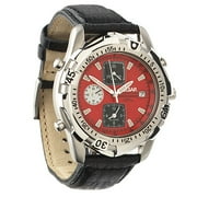 Mens Black Leather Strap Chronograph Watch
