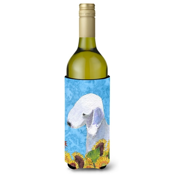 Bedlington Terrier in Summer Flowers Wine Bottle Hugger