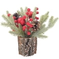 thumbnail image 1 of FOCUSNORM Tabletop Christmas Tree Snow Flocked Small Artificial Tree with Pinecone Berries Desk Decor for Fireplace Home Party, 1 of 8