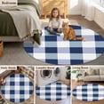 thumbnail image 5 of Navy Blue Plaid Round Area Rug 3.3 FT, Non Slip Small Entryway Kitchen Mat, Spring Farmhouse Buffalo Checkered Washable Soft Circular Rug Non-Shedding Door Mat for Bathroom Playroom Kids Room, 5 of 9