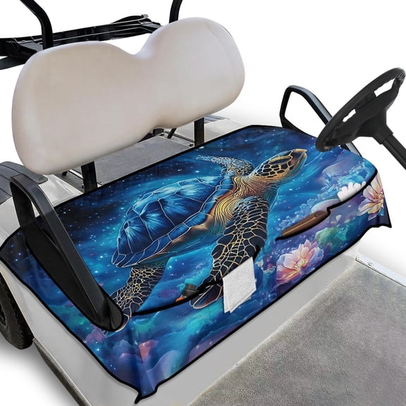 Whosucclay Sea Turtle Art 4 Pockets Golf Cart Seat Protector, Soft Non-slip Golf Cart Seat Cover for Yamaha EZGO Club Car, 52.36" x 32.28"