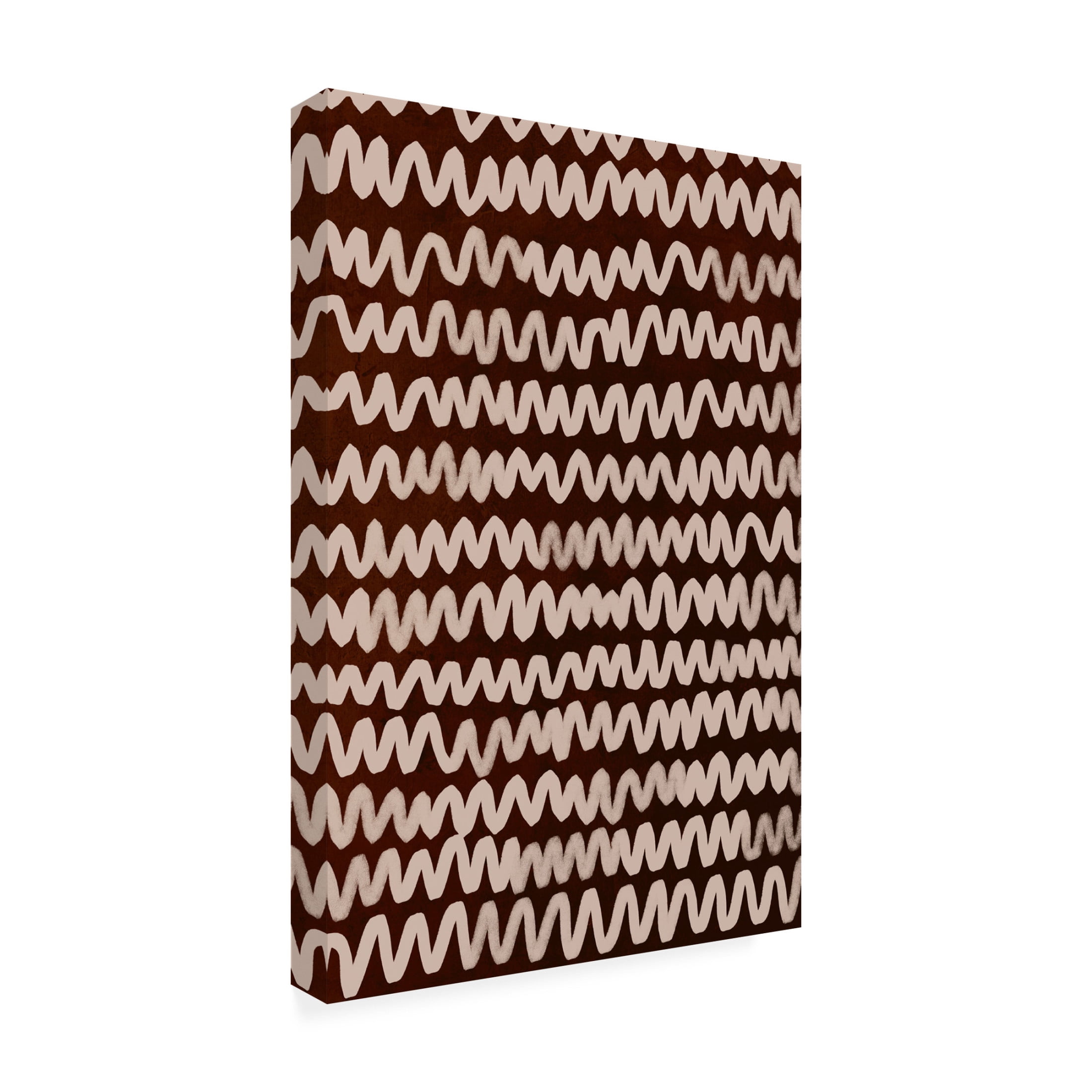 Canvas Wall Art - Treechild 'Beige ZigZag on Rusty Color Pattern' Wall Art for Living Room, Bedroom, or Office D?cor by Trademark Fine Art - 22 x 32 Inches