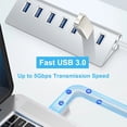 thumbnail image 3 of Aluminum Alloy USB 3.0 HUB 7 Ports High Speed Multi Splitter Adapter Up for Laptop Computer PC, 3 of 7