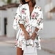 thumbnail image 5 of Women's Loose Mini Dresses Summer Deep V-Neck Floral Printed Dress for Office Work Outfit, 5 of 5