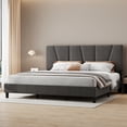 thumbnail image 1 of Bed Frame with Adjustable Headboard, Platform Bed Frame with Linen Upholstered, Wooden Slats Support, Noise Free, No Box Spring Needed, 1 of 5