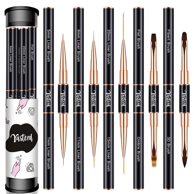 Juego de pinceles para uñas Yasterd Professional, 5 unidades, color negro