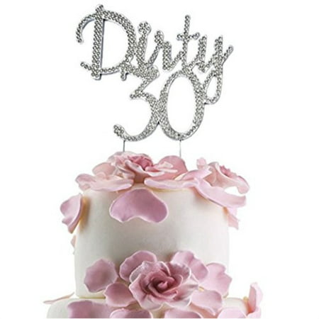 JennyGems Dirty 30 Cake Topper Elegant Rhinestone Sparkly Bling Ornament Cake Topper 30th Birthday Party Decorations Thirty