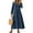 05# Navy, variant on YDDIAN Long Sleeve Dress for Women Plus Size Loose Fit Maxi Dress V Neck Summer Basic Travel Midi Dresses with Pockets Army Green M