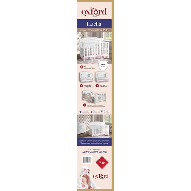Oxford Baby Luella 4 in1 Convertible Crib, White - Walmart