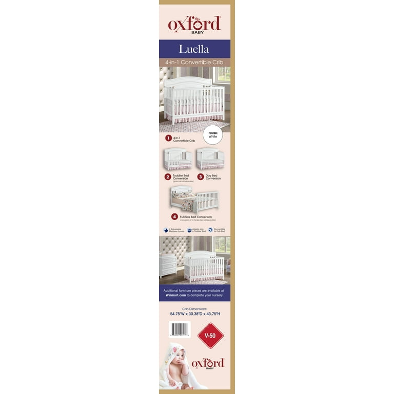 Free Shipping! Oxford Baby White Luella 4 in 1 Convertible Crib