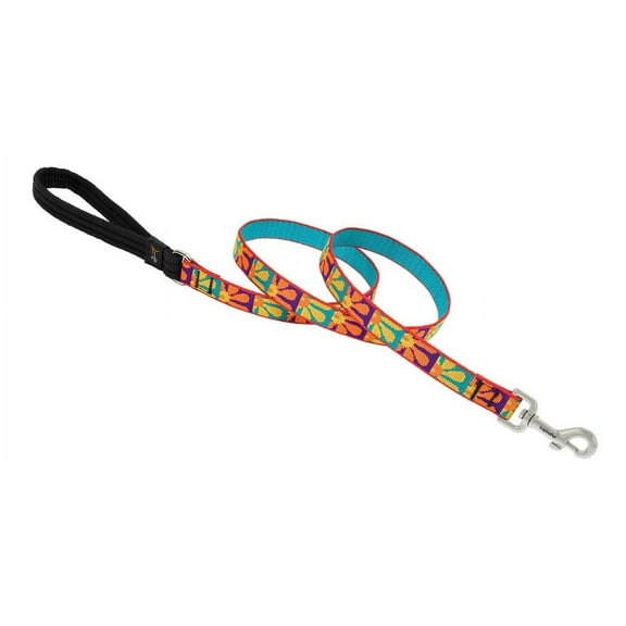 LupinePet Originals 3/4" Crazy Daisy 6-Foot Padded Handle Leash for Medium and Larger Dogs