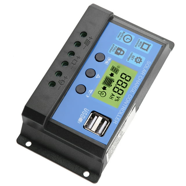 Regulador De Panel Solar USB Dual 10a Pwm 12 V 24 V Pantalla LCD Con Sobrecorriente, Cortocirco Para Baterías De Plomo Y Ácido