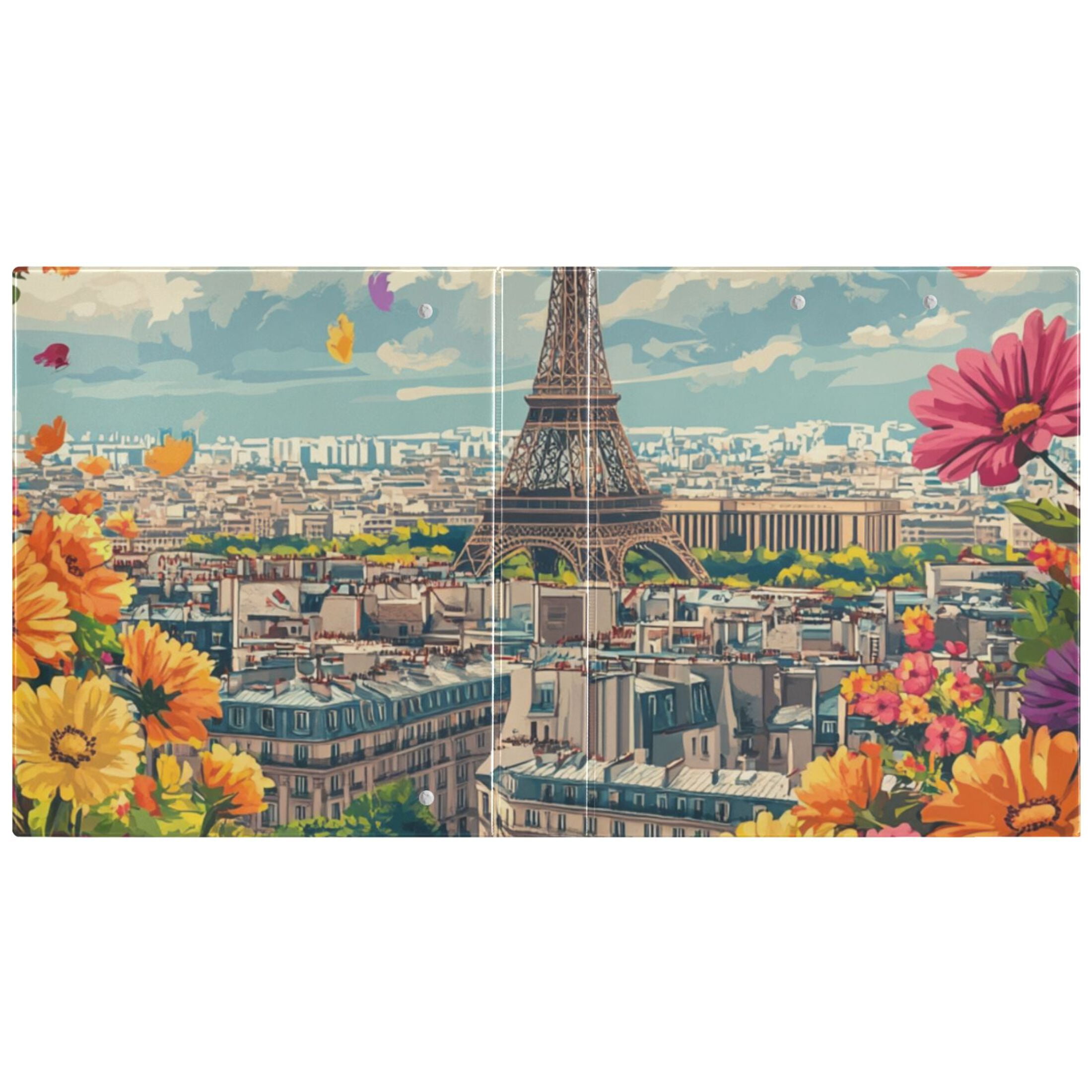 Floral Flowers Tower 3 Ring Binders 1.5 inch Hardcover File Folders with Interior Pockets A4 Size Organizer for School Office Hospital