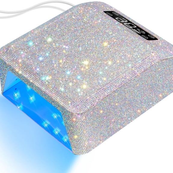 "UV LED Nail Lamp 96W Plug-in Nail Dryer Sparkly Gel Polish Light 4 Timer Setting Professional Quick Dry Curing Lamp with Display Auto Sensor for Salon & Home "