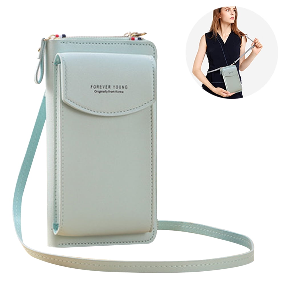 Chlua Small Crossbody Cell Phone Purse For Women Vegan Leather Wallet Green