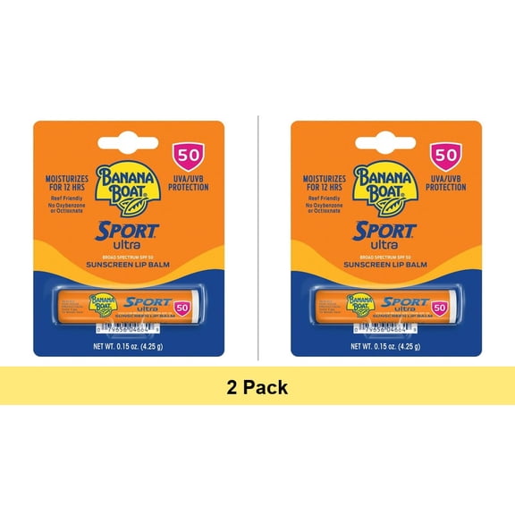 Banana Boat Sport Performance Lip Balm SPF 50 0.15 Ounce - 2 Pack