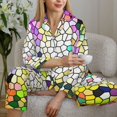 thumbnail image 6 of Picia Colorful Tie Dye Stained Glass 3 Pattern Women’s Long-Sleeve Sleepwear Set - Soft 2-Piece Loungewear with Pockets, Comfy PJs for Relaxing Nights-Medium, 6 of 7