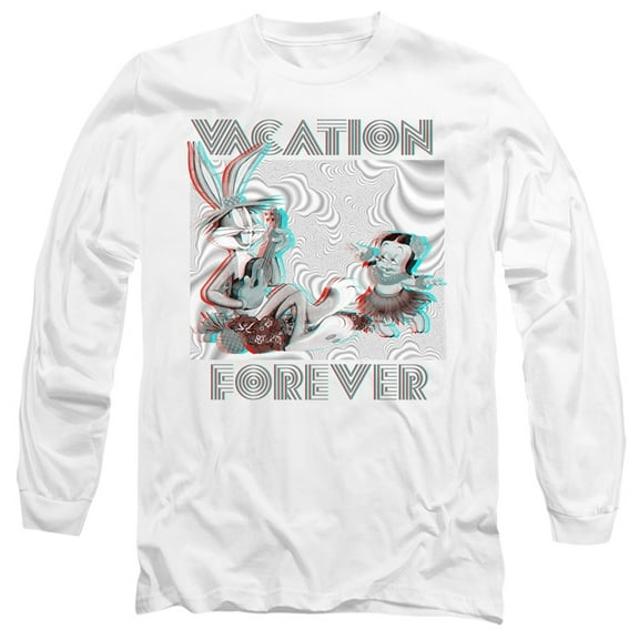 Looney Tunes Vacation Forever Long Sleeve Adult 18/1 T-Shirt White