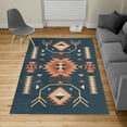 thumbnail image 2 of Southwestern Turkish Area Rug, Ethnic Illustration of a Zigzags Design Triangular Iconic Art Motifs, Soft Carpet for Living Room Decor with Distressed Look, 6.6' X 9.6', Dark Petrol, by Ambesonne, 2 of 4