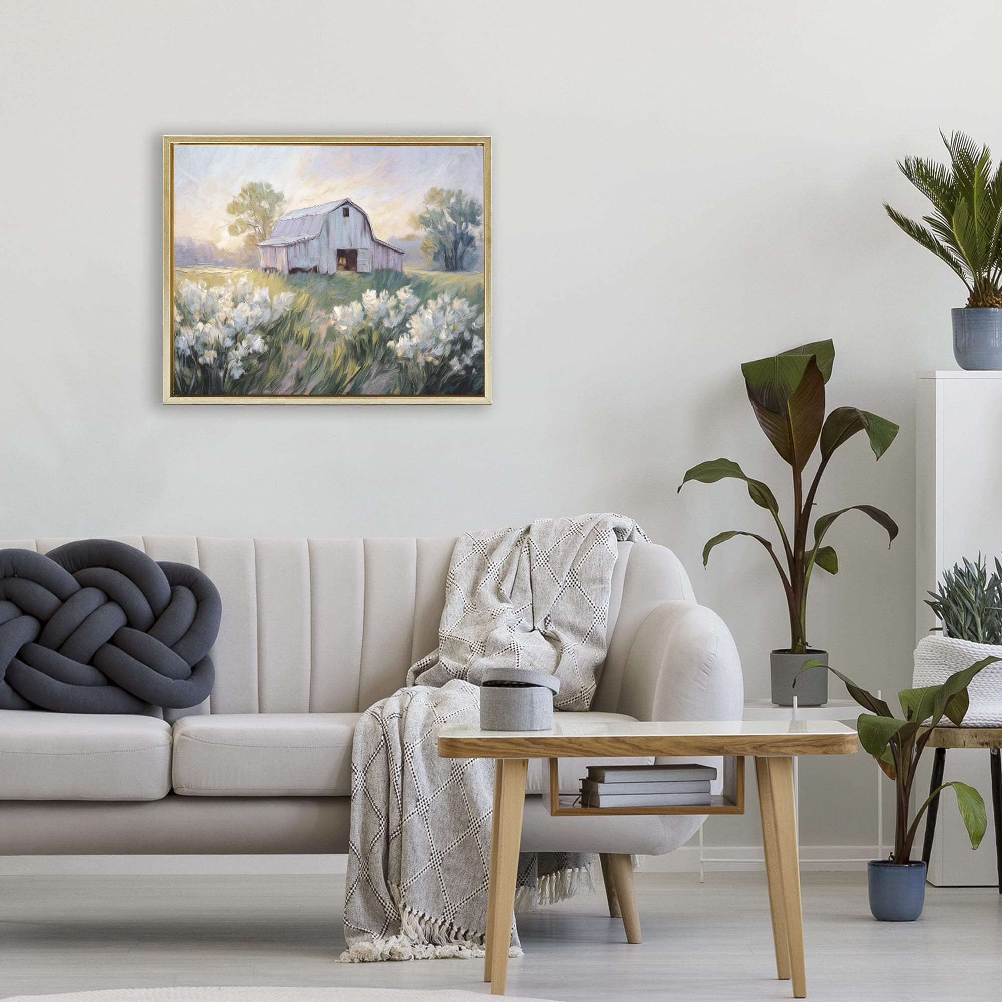 Stupell Industries Secluded Barn Landscape Gold Framed Floater Canvas Wall Art, design by Kim Allen