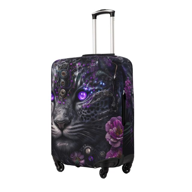 Fotbe Purple-Eyed Floral Leopard Funda Protectora para Equipaje, Antirrayones y Resistente a la Suciedad, Compatible con Maletas de 18 a 32 Pulgadas-Medium