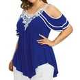 thumbnail image 2 of KIHOUT Hauts pour Femmes Grande Taille Liquidation Femmes Crop Mignon Tendance Basique Serré Col Rond Blouse Manches Courtes Crop Tops, 2 of 6