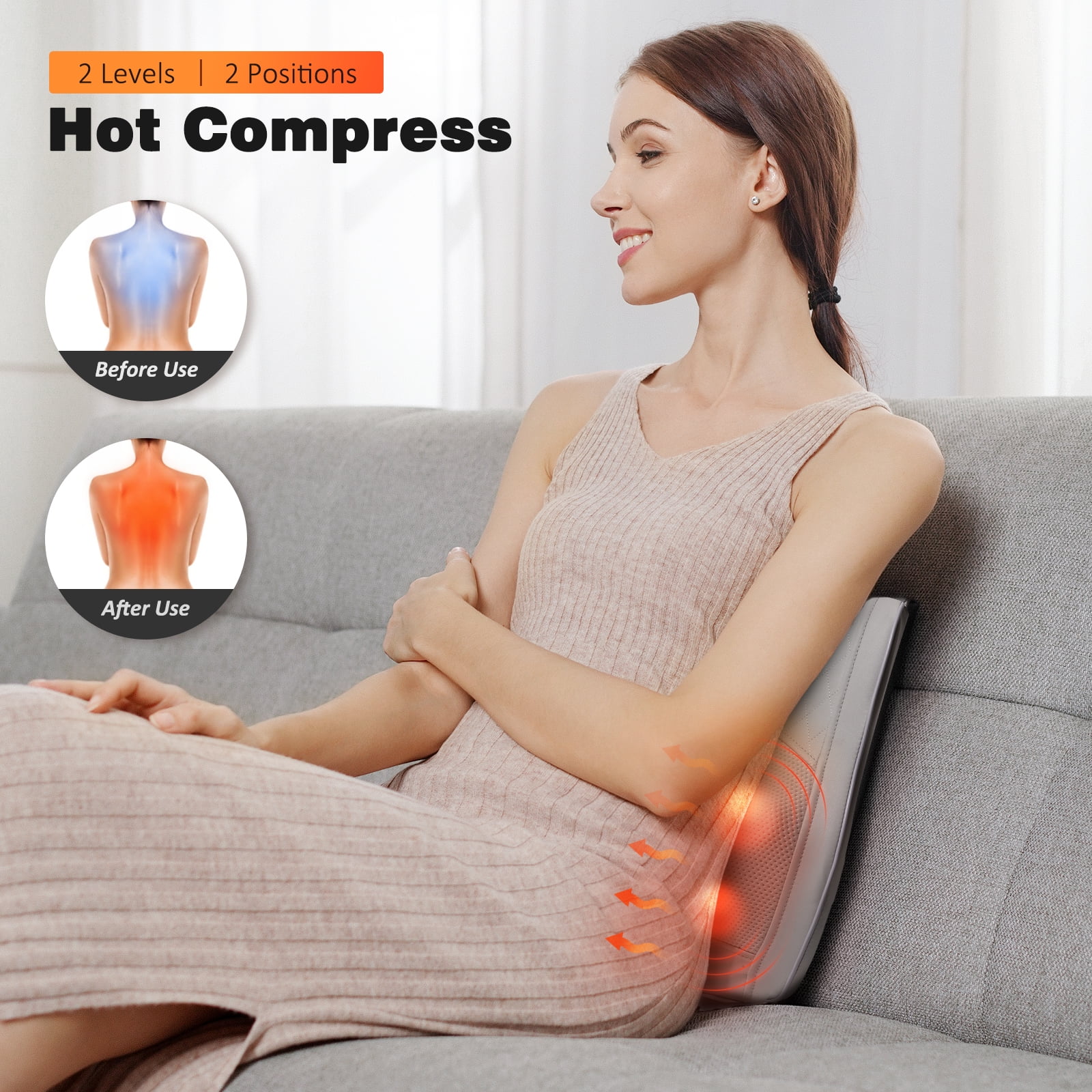 Boriwat Back and Neck Massager with Heat, 3D Deep Tissue Kneading, Shiatsu Back Massage Pillow for Mother's Day & Father's Day