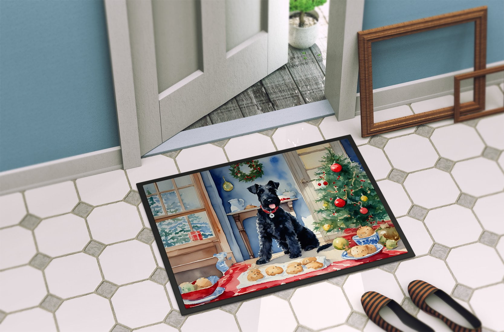 Carolines Treasures DAC3836MAT 18 x 27 in.  Kerry Blue Terrier Christmas Cookies Doormat