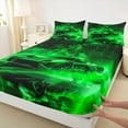thumbnail image 3 of Feelyou Neon Green Automobile Queen Sheet Sets for Kid, Fashion Stripes Honeycomb Flat Sheet, Racing Horse Animal Queen Fitted Sheet, Microfiber Bedroom Decor, 4 Pieces, 3 of 7