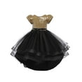 thumbnail image 2 of MEZZALL Dresses Girls Sparkly Pageant Dress With Detachable Train For Piano Recital Performance Gown Trendy Short Sleeve Crew Neck Solid Color Child Party Sundress, 2 of 6