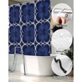 thumbnail image 5 of Split Shower Curtain for Transfer Bench, Navy Blue Boho Fabric Shower Curtains for Bathroom, Farmhouse Abstract Floral Aesthetic Tub Sliding Transfer Bench Waterproof Bath Curtains 72"x78", 5 of 9