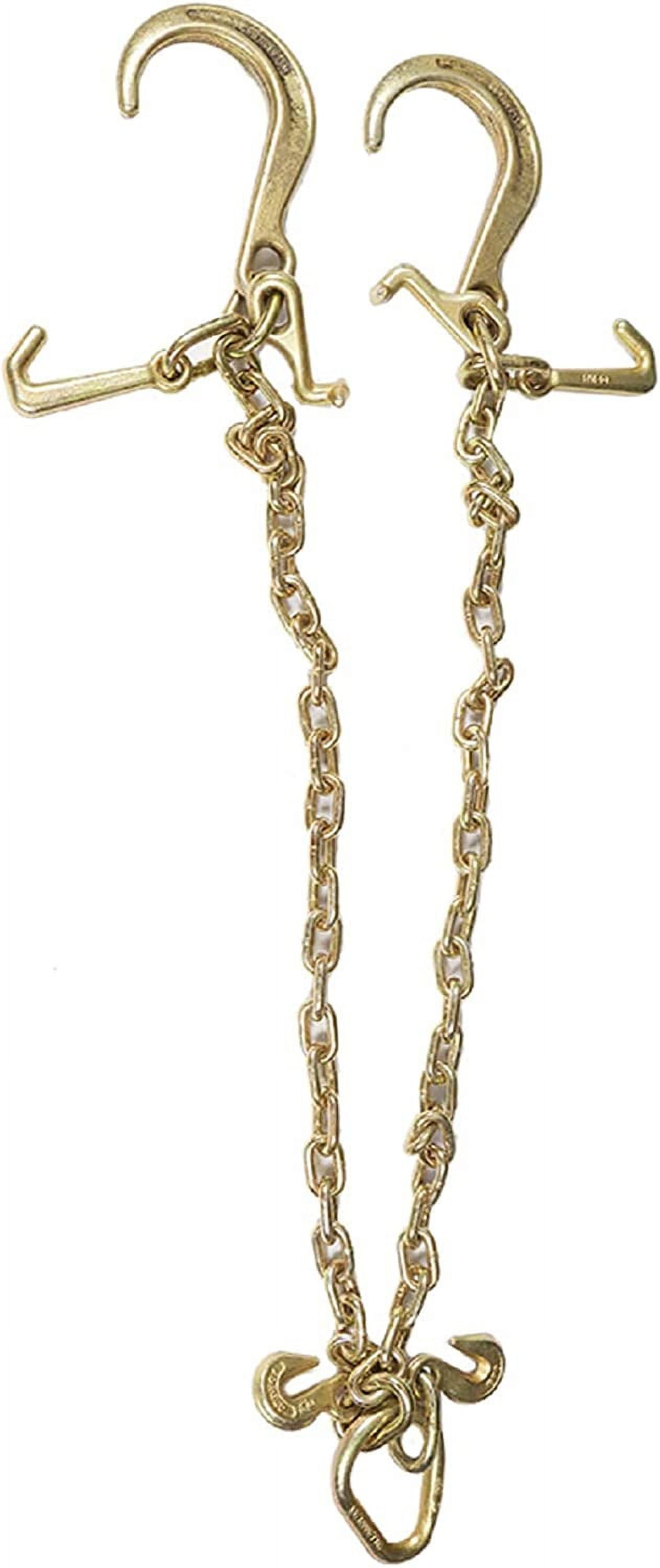 EPOTOOR V-Chain Bridle w/ 8" Medium J Hooks, T- Hook & J-Hook w/Grab Hooks 5/16''x3' G70