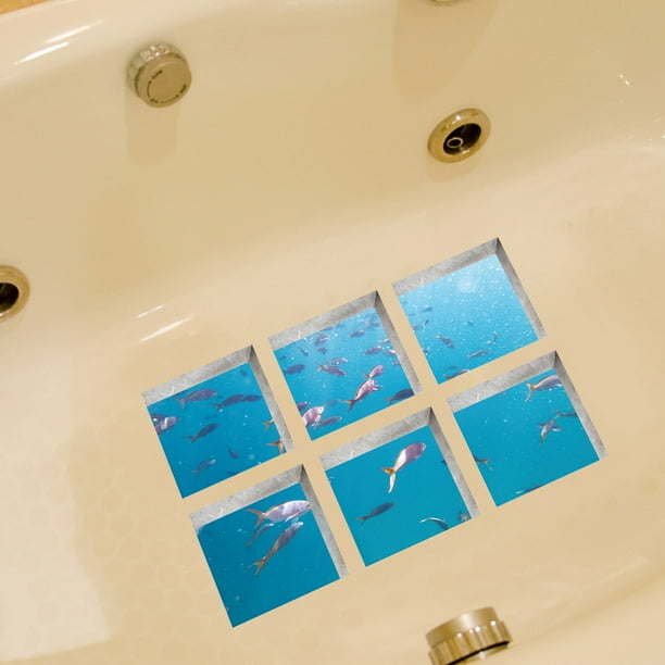 6pcsNew Bath Tub Shower Stickers PVC Decals Applique Anti Skid Mural Home Decor