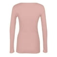thumbnail image 3 of BRDFRL Long Sleeve Shirts for Women Round Neck Plain Tshirts Ribbed Knit Slim Fit Plus Size Tops Sexy Tunic Y2K Clothes Pink M, 3 of 5