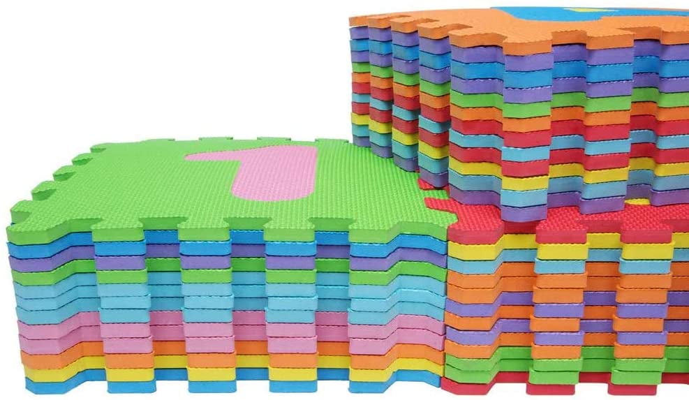 Naano【US Rapid 36Pcs Kids Foam Puzzle Play Mat Alphabet & Number & Exercise Flooring Mat for Children Colorful EVA Educational Interlocking Tiles 