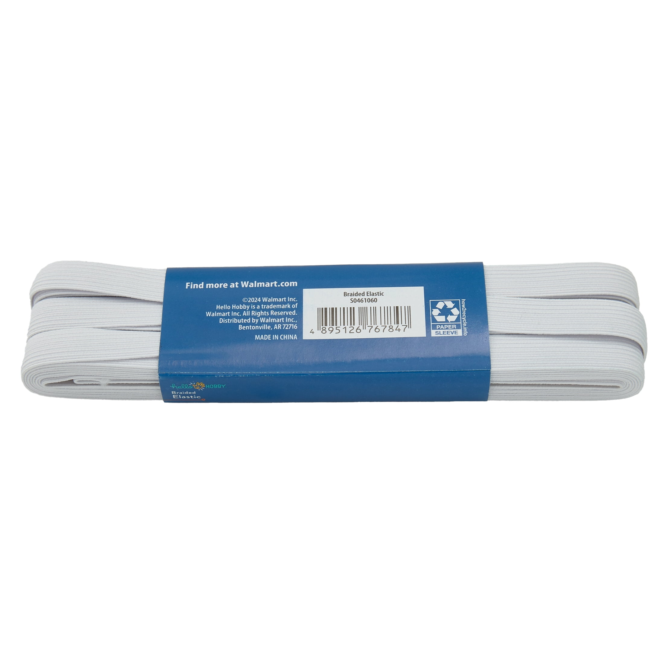 (2 pack) Hello Hobby 9 Yards 1/2 Inch White Braided Elastic for Sewing and Crafting
