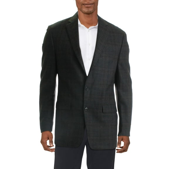 Lauren Ralph Lauren Mens Wool Plaid Two-Button Suit Jacket